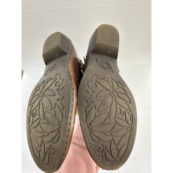 Born Thick Distressed Leather Knee High Riding Boots Calf Stretchers Size 8 - Picture 7 of 12